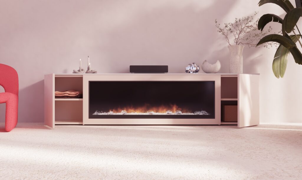 Mueble De Tv Con Chimenea Y Panelado