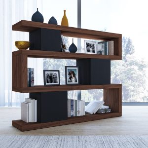 Estantería de madera Natural de Nogal y Negro
