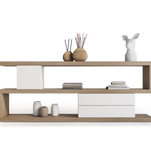Estantería de madera Natural de Roble y lacado en Blanco