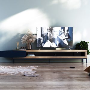 Mueble de televisión Oval en Azul Océano