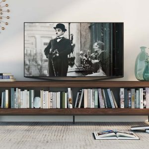 Mueble de televisión en Madera Natural de Nogal y Grafito