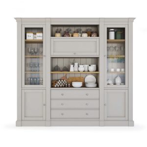 Alacena Gris Classic con baldas de roble natural