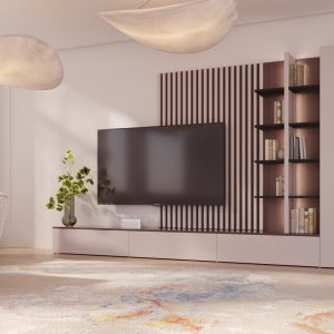 Mueble de salón a medida gris perla