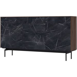 Aparador Jade efecto piedra Marquina y nogal