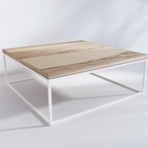 Mesa de centro cuadrada con estructura metálica