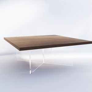 Mesa de centro cuadrada con patas en metacrilato
