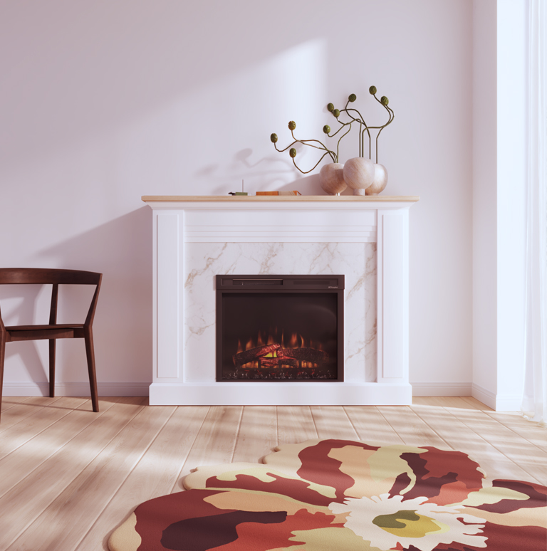 Chimenea eléctrica de estilo clásico con pino macizo de luca atelier