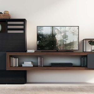 Mueble de Televisión con escritorio en Madera de Nogal de luca atelier