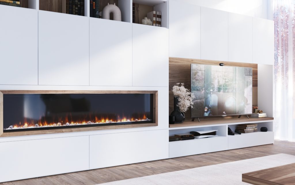 Muebles de salón con chimenea