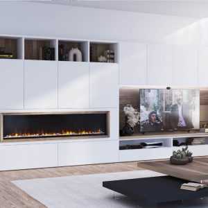 Mueble de salón con chimenea a medida Blanco
