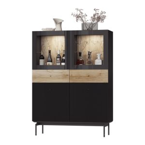 Vitrina en negro y Roble nudoso