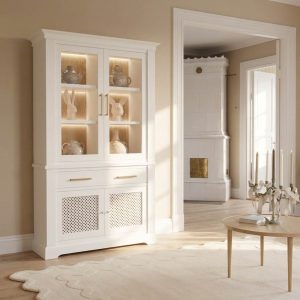 Vitrina Provenzal con fondo de Madera Natural de roble