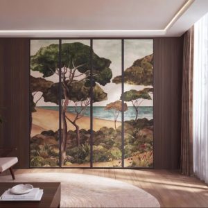 armario con puertas de papel pintado enmarcado