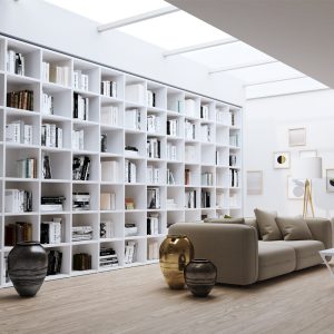 Librería a medida en Madera Blanca