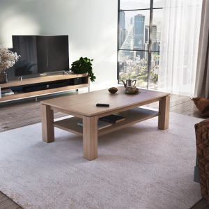 Mesa de centro elevable en roble nudoso