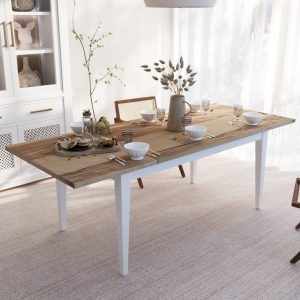Mesa de comedor extensible Clásica de madera natural