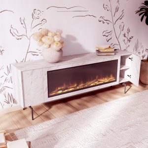 Mueble de televisión con chimenea eléctrica de Luca Atelier 218
