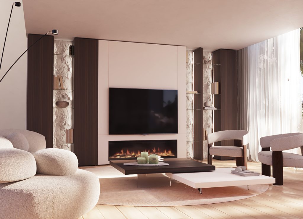 Mueble con Chimenea Eléctrica integrada Diseños Personalizables Luca Atelier